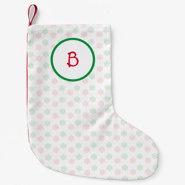 Personalised snow flake small christmas stocking (Front)