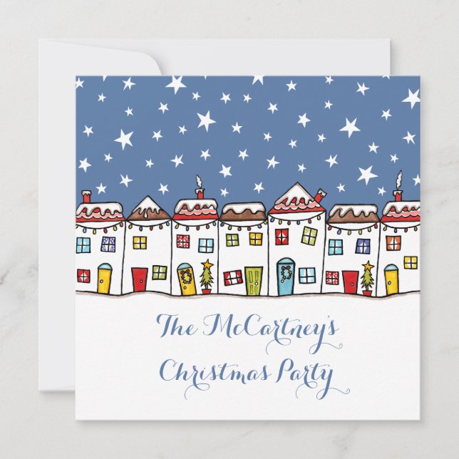 Personalised Snow Scene Christmas Party Invitation (Front)