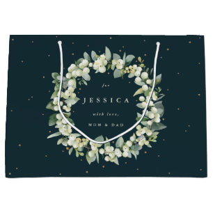 Personalised Snowberry+Eucalyptus Christmas Large Gift Bag