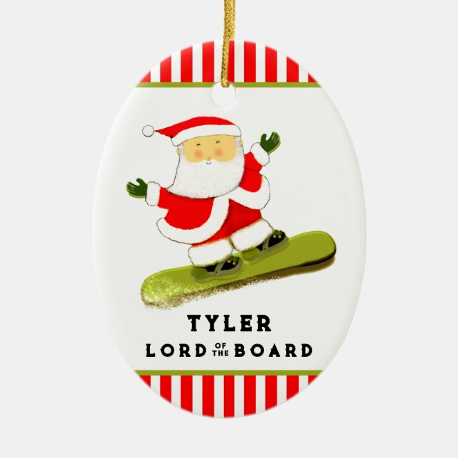 Personalised Snowboarder Snowboarding Ceramic Tree Decoration (Front)