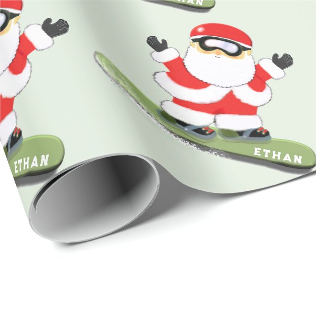 Personalised Snowboarding Christmas Gift Wrapping Paper (Roll Corner)