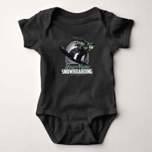 Personalised Snowboarding Snow Boarder Shredding  Baby Bodysuit