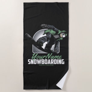 Personalised Snowboarding Snow Boarder Shredding Beach Towel