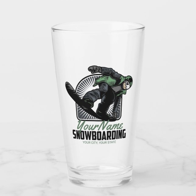 Personalised Snowboarding Snow Boarder Shredding  Glass (Front)