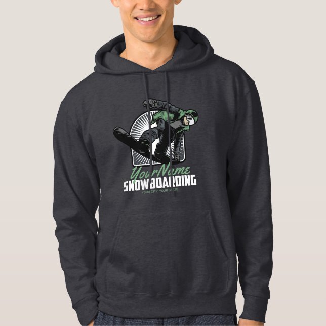 Personalised Snowboarding Snow Boarder Shredding  Hoodie (Front)