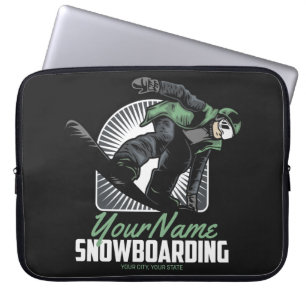 Personalised Snowboarding Snow Boarder Shredding   Laptop Sleeve