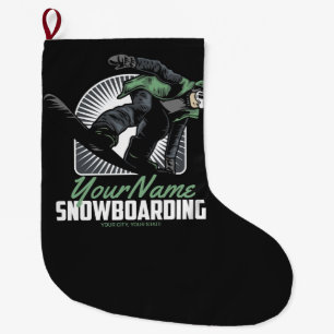 Personalised Snowboarding Snow Boarder Shredding   Large Christmas Stocking