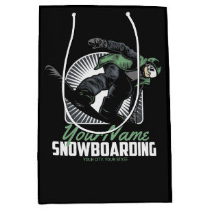 Personalised Snowboarding Snow Boarder Shredding Medium Gift Bag