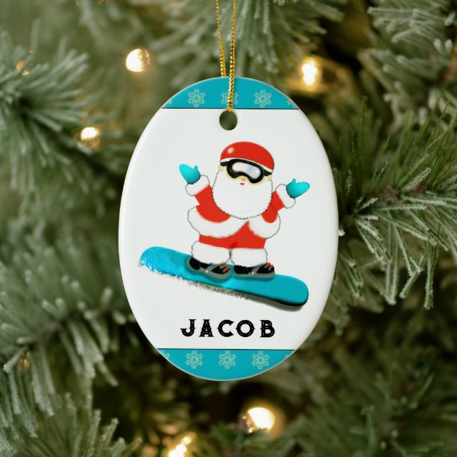 Personalised Snowboarding Snowboarder Collectable  Ceramic Tree Decoration (Tree)