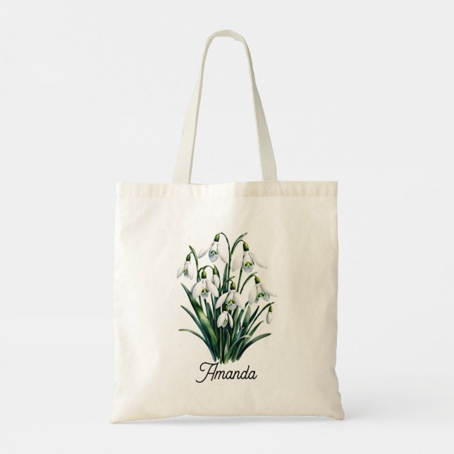Personalised Snowdrop Floral Tote Bag – Custom Nam (Back)
