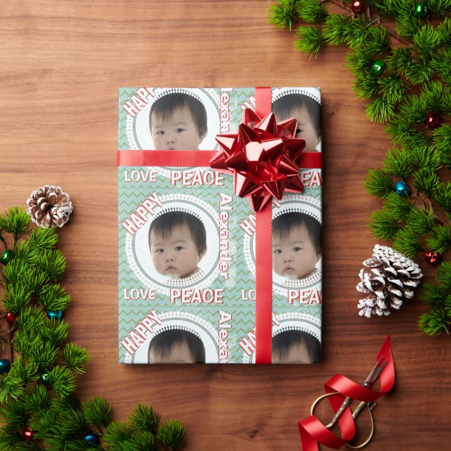 Personalised SNOWFLAKE Baby Photo Wrapping Paper (Holiday Gift)