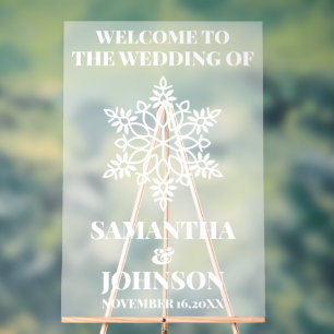 Personalised Snowflake Wedding Welcome Frosted Acrylic Sign