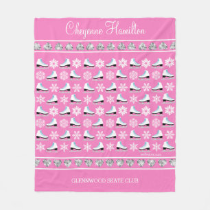 Personalised Snowflakes and Figure Skates Pattern Fleece Blanket