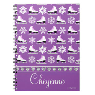 Personalised Snowflakes and Figure Skates Pattern Spiral Notebook