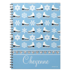 Personalised Snowflakes and Figure Skates Pattern Spiral Notebook