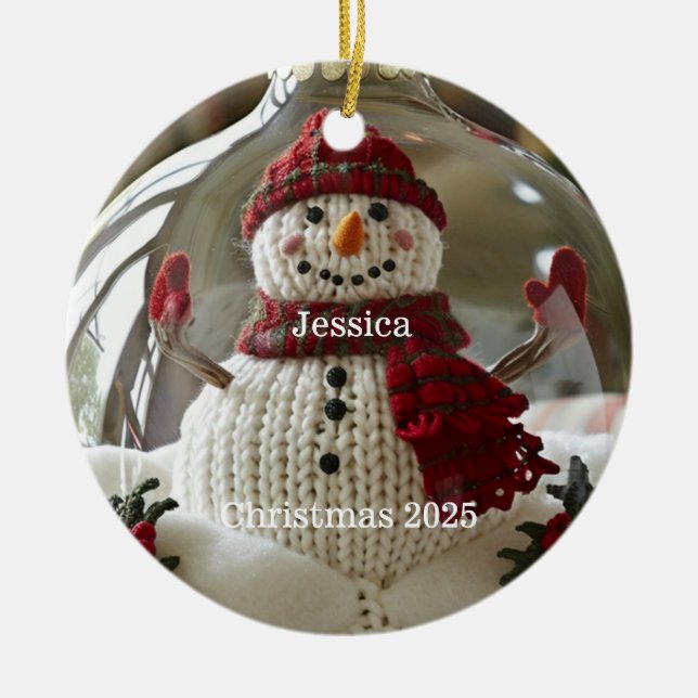 Personalised Snowman Christmas Ornament (Front)