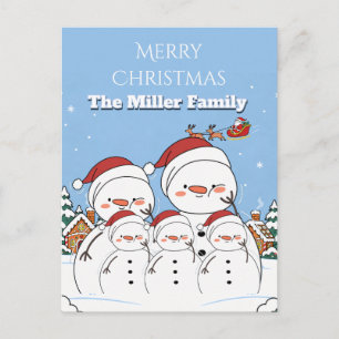 Personalised Snowman Family Christmas Card