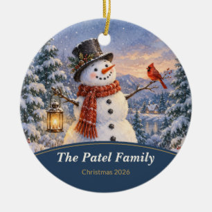 Personalised Snowman Family Christmas Ceramic Tree Decoration