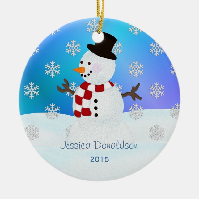 Personalised Snowman Ornament (Front)
