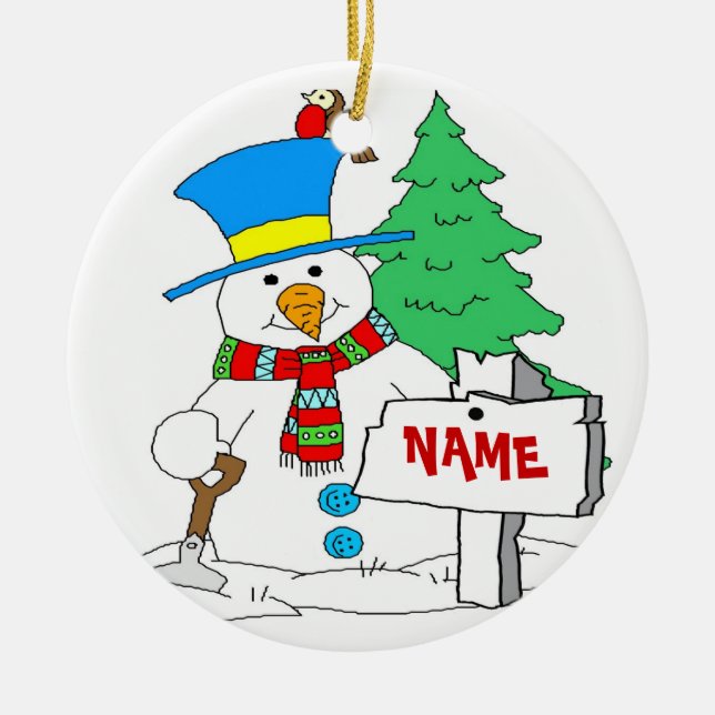 Personalised Snowman Ornament (Front)