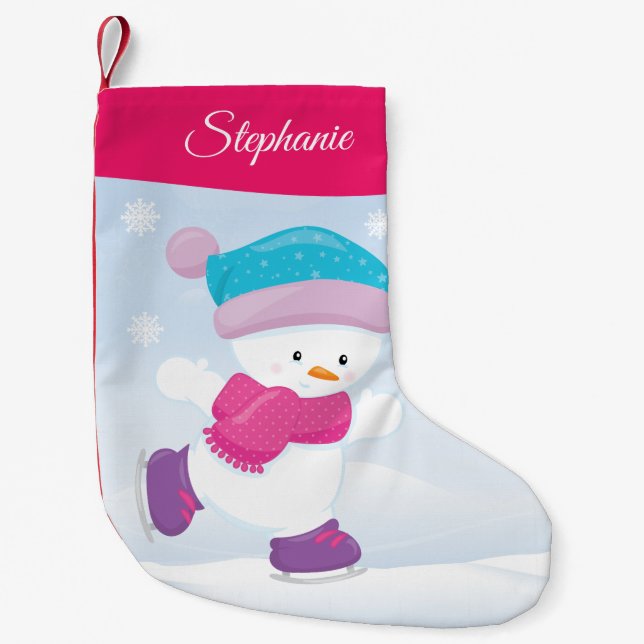 Personalised Snowman Small Christmas Stocking (Front)