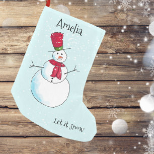 Personalised Snowman Small Christmas Stocking