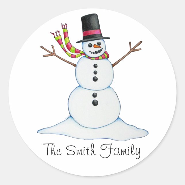 Personalised Snowman Sticker (Front)