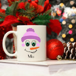 Personalised Snowman Wearing Hat with Custom Name Coffee Mug<br><div class="desc">Personalised Snowman Wearing Hat with Custom Name</div>