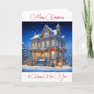 Personalised Snowy Christmas House Card