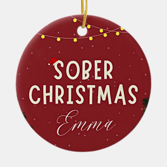 Personalised sober ceramic tree decoration (Front)
