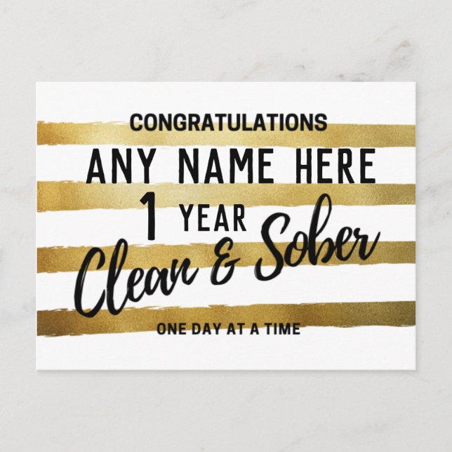 personalised sobriety 12 step recovery milestone postcard (Front)
