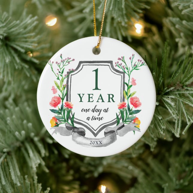 Personalised Sobriety 1 Year Anniversary Sober Ceramic Tree Decoration (Tree)