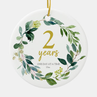 Personalised Sobriety 2 Anniversary Gift Ceramic Tree Decoration