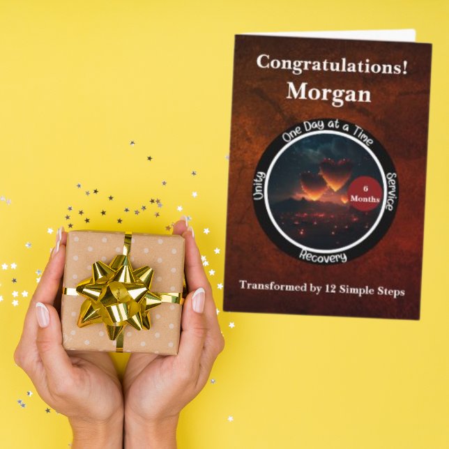 Personalised Sobriety Milestone Card - Hearts (Creator Uploaded)