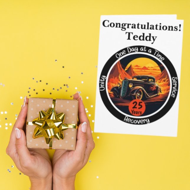 Personalised Sobriety Milestone Card - Hot Rod (Creator Uploaded)