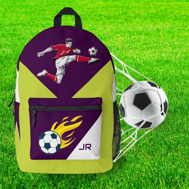 Personalised Soccer Back-to-School Monogram Boys  Printed Backpack (Creator Uploaded)