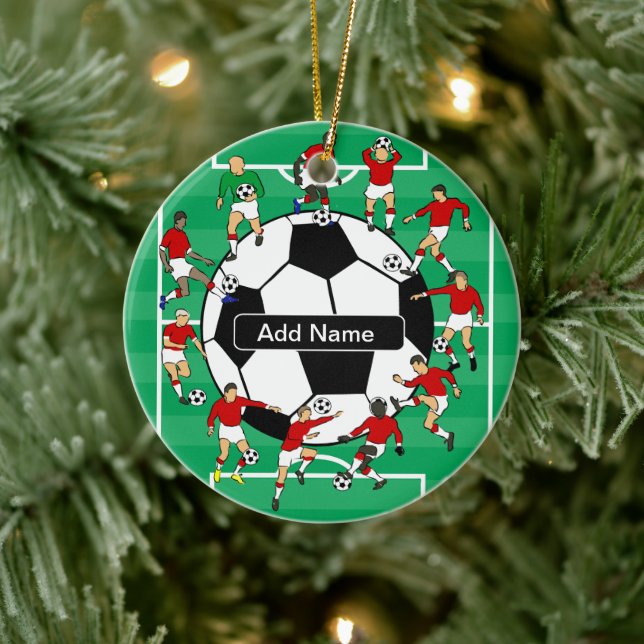 Personalised soccer ball and players ceramic tree decoration (Tree)