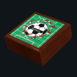 Personalised soccer ball and players gift box<br><div class="desc">Personalised soccer design featuring soccer players and soccer ball fully personalised with the name of your choice. Want players in a different colour uniform / kit? contact us via our store</div>