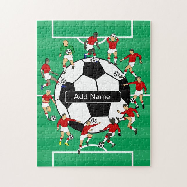 Personalised Soccer Ball and Players Jigsaw Puzzle (Vertical)
