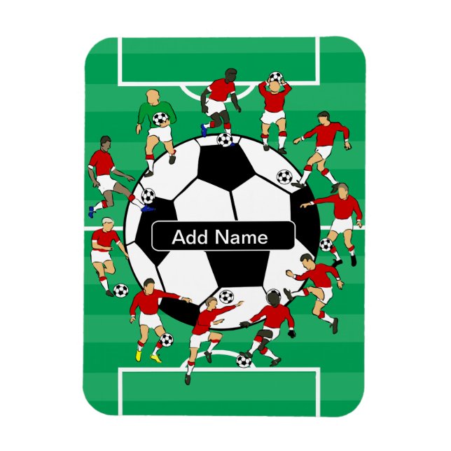 Personalised soccer ball and players magnet (Vertical)