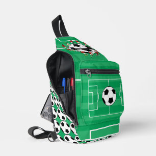 Personalised soccer ball and players sling bag