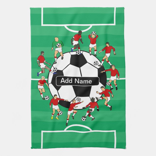 Personalised soccer ball and players tea towel (Vertical)