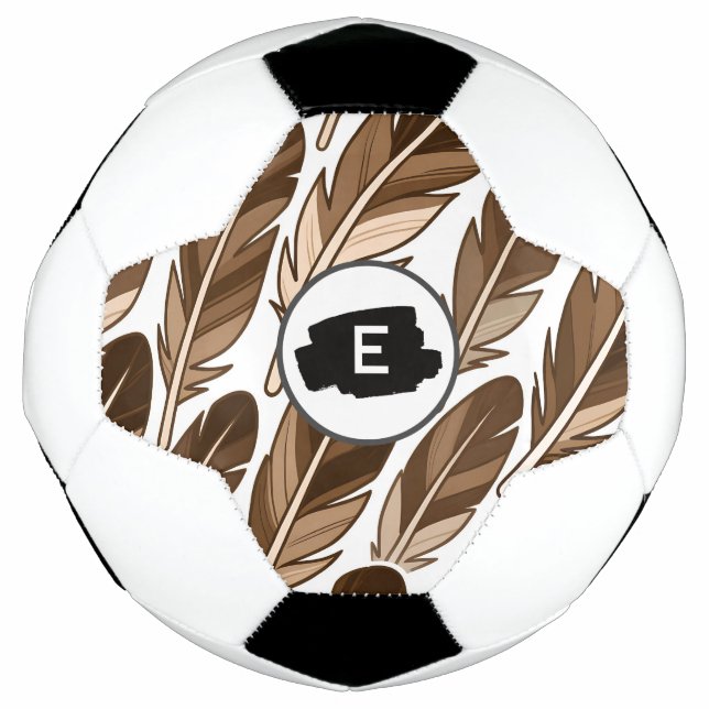 Personalised Soccer Ball – Boho Monogram Brown (Front)