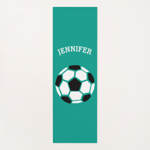 Personalised Soccer Ball Geometric Green Kids Yoga Mat