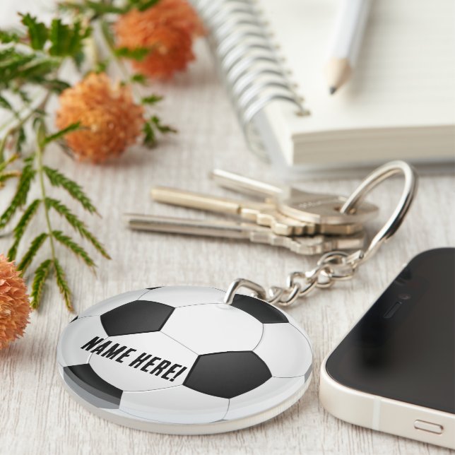 Personalised Soccer Ball Key Ring (Front Right)