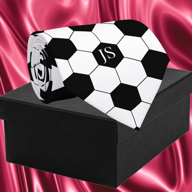 Personalised Soccer Ball Monogram Tie (Personalized Soccer Ball Monogram Neck Tie)