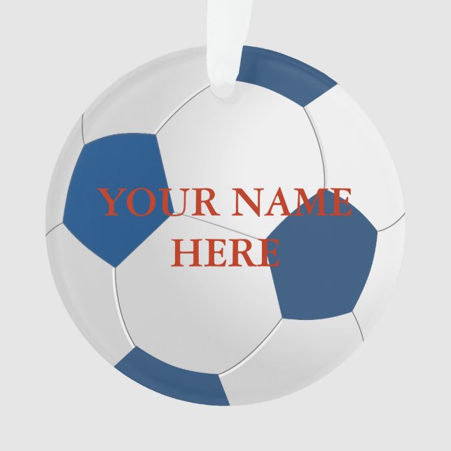 Personalised Soccer Ball Name Christmas Ornament (Front)