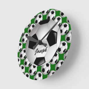 Personalised Soccer Ball on Football Pattern Round Clock