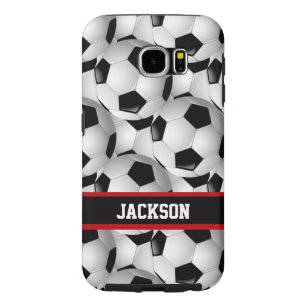 Personalised Soccer Ball Pattern Black Red White