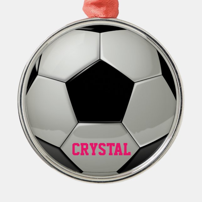 Personalised Soccer Ball Pink Ornament (Front)
